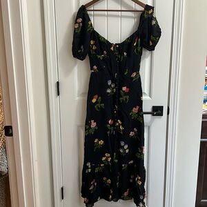 Reformation Black Floral Dress Night Bloom size 6